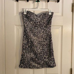 Sparkly Leopard Print Strapless Dress